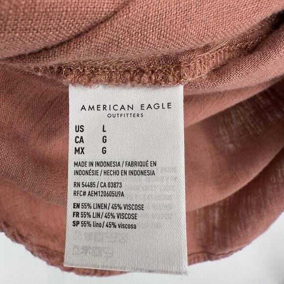 American Eagle Oversized Beach Button Up Shirt Linen Blend Womens Size Large - Picture 7 of 9